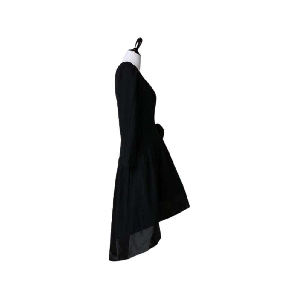 Vintage 1980s Morton Myles Mullet Hem Black Long Sleeved Evening Dress Medium - Picture 4 of 6
